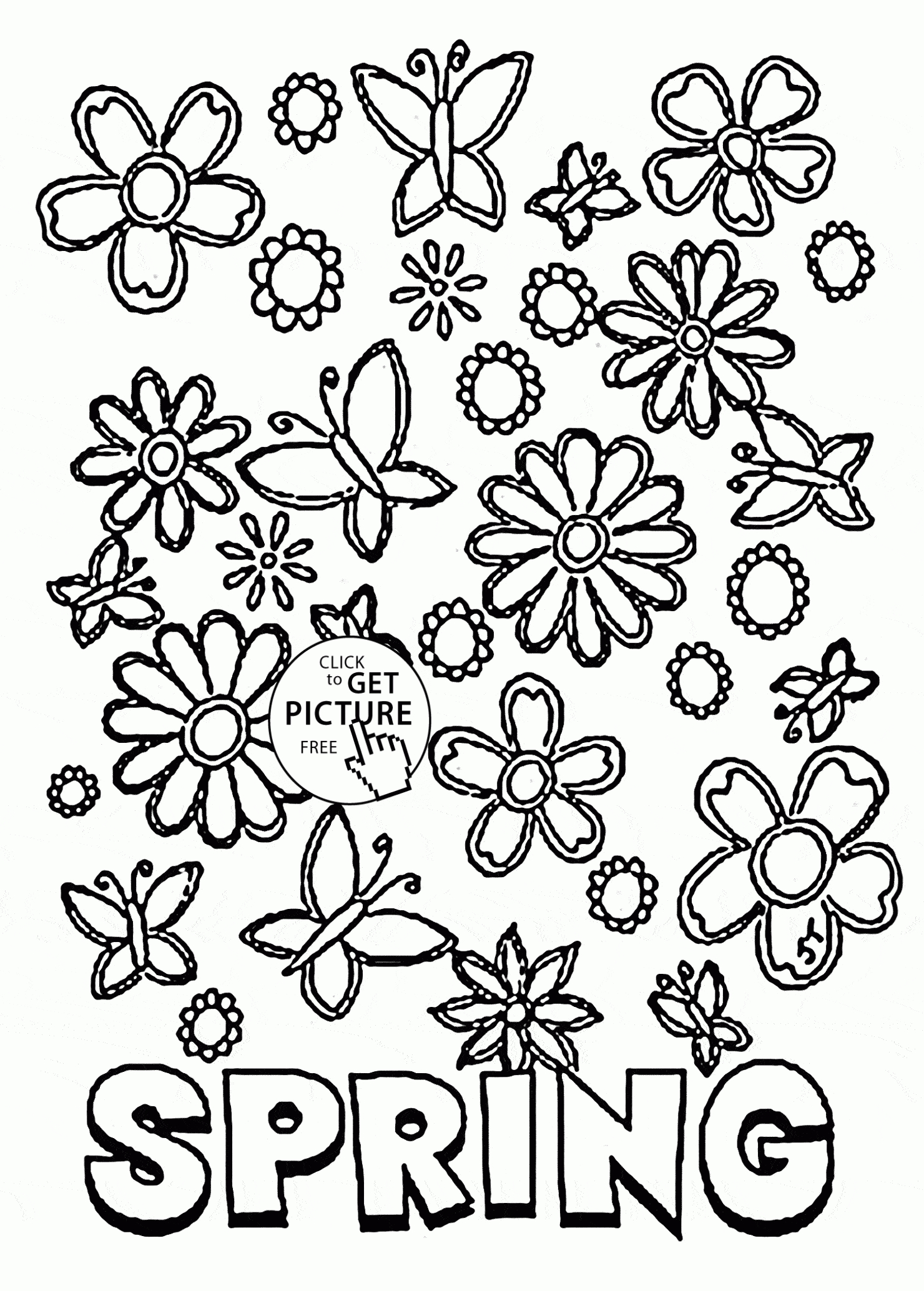 Many Spring Flowers Coloring Page For Kids, Seasons Coloring Pages - Free Printable Spring Pictures To Color