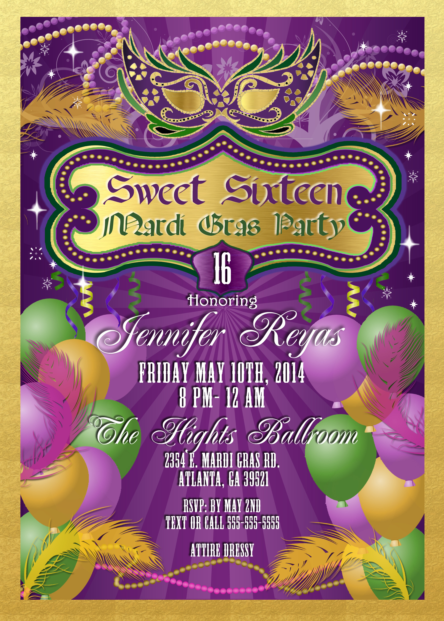 Mardi Gras Birthday Clipart - Free Printable Mardi Gras Invitations