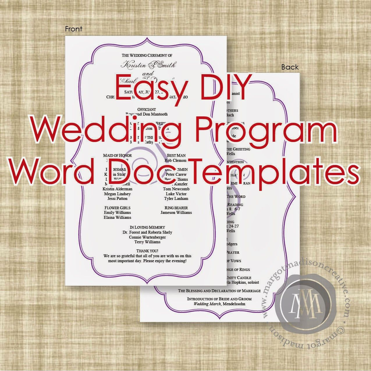 Margotmadison: Diy Wedding Program Word Doc Templates Now Available - Free Printable Wedding Program Templates Word