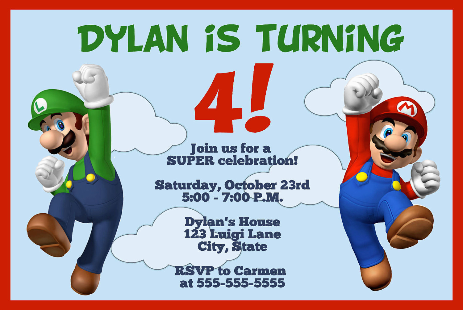 Mario And Luigi Birthday Invitations | Birthdaybuzz - Free Printable Super Mario Bros Invitations