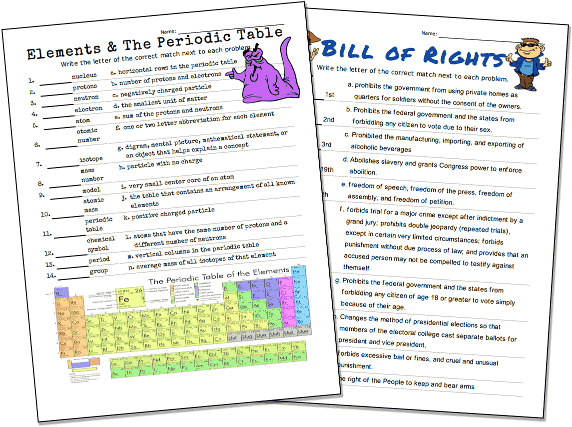 Match-Up Worksheet Maker - Free Printable Vocabulary Quiz Maker