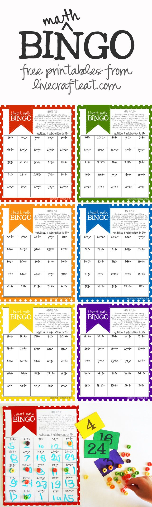 Math Bingo Printable For Kids - Free | Math Activities | Pinterest - Math Bingo Free Printable