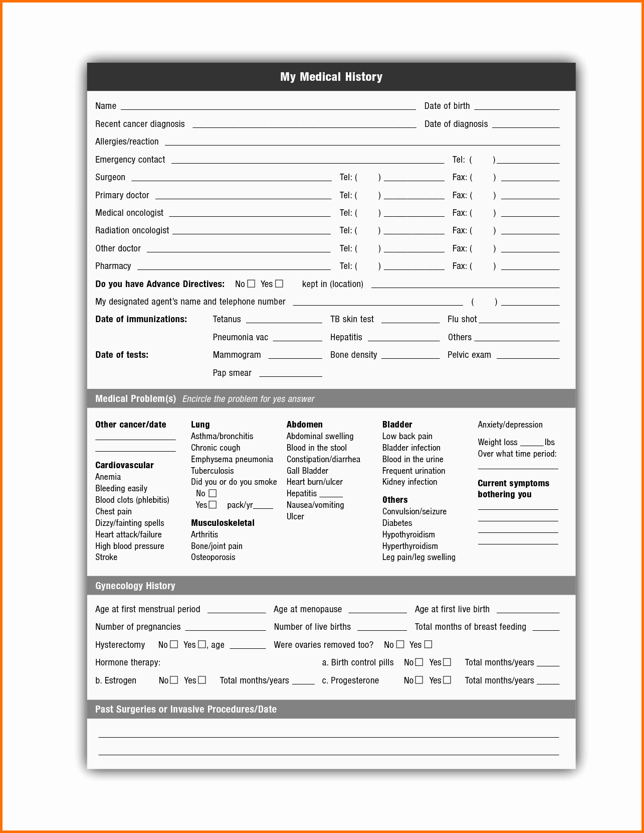 Medical Form Templates – Michaelkors-Outlet.site - Free Printable Medical History Forms