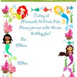 Mermaid Bithday Party Invitations, Free Printable   Free Printable Water Park Birthday Invitations