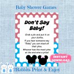 Mickey And Minnie Mouse Twins Don't Say Baby Game Gender | Etsy   Free Printable Mickey Mouse Baby Shower Games