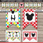 Mickey Mouse Party Banner Template | Birthday Banner | Editable   Free Printable Mickey Mouse Birthday Banner