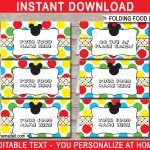 Mickey Mouse Party Food Labels Template   Free Printable Mickey Mouse Favor Tags