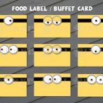 Minion Food Label Minion Buffet Card Minion Birthday Food | Etsy   Free Printable Minion Food Labels