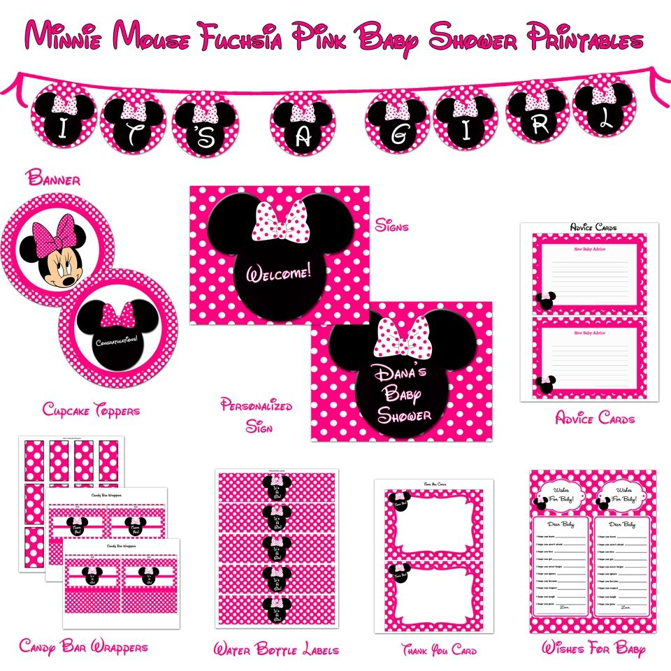 Minnie Mouse Baby Shower Printables | Baby Shower In 2019 - Free Printable Mickey Mouse Baby Shower Games