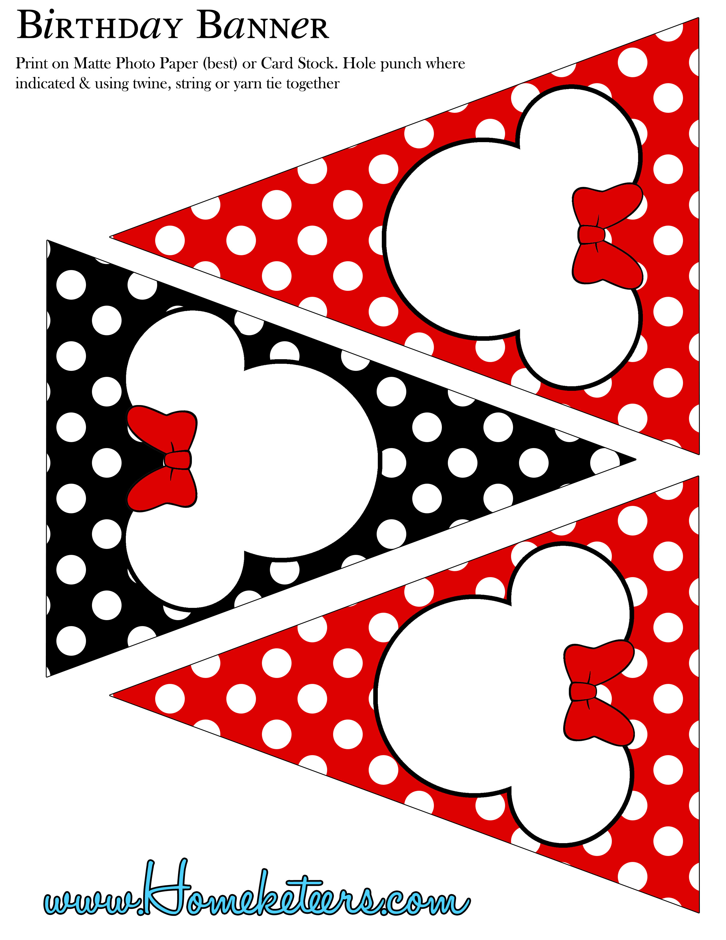 Free Printable Minnie Mouse Birthday Banner Free Printable