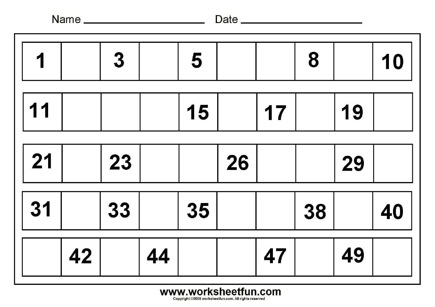 Missing Numbers - 1 To 50 | Numbers | Pinterest | Kindergarten Math - Free Printable Tracing Numbers 1 50