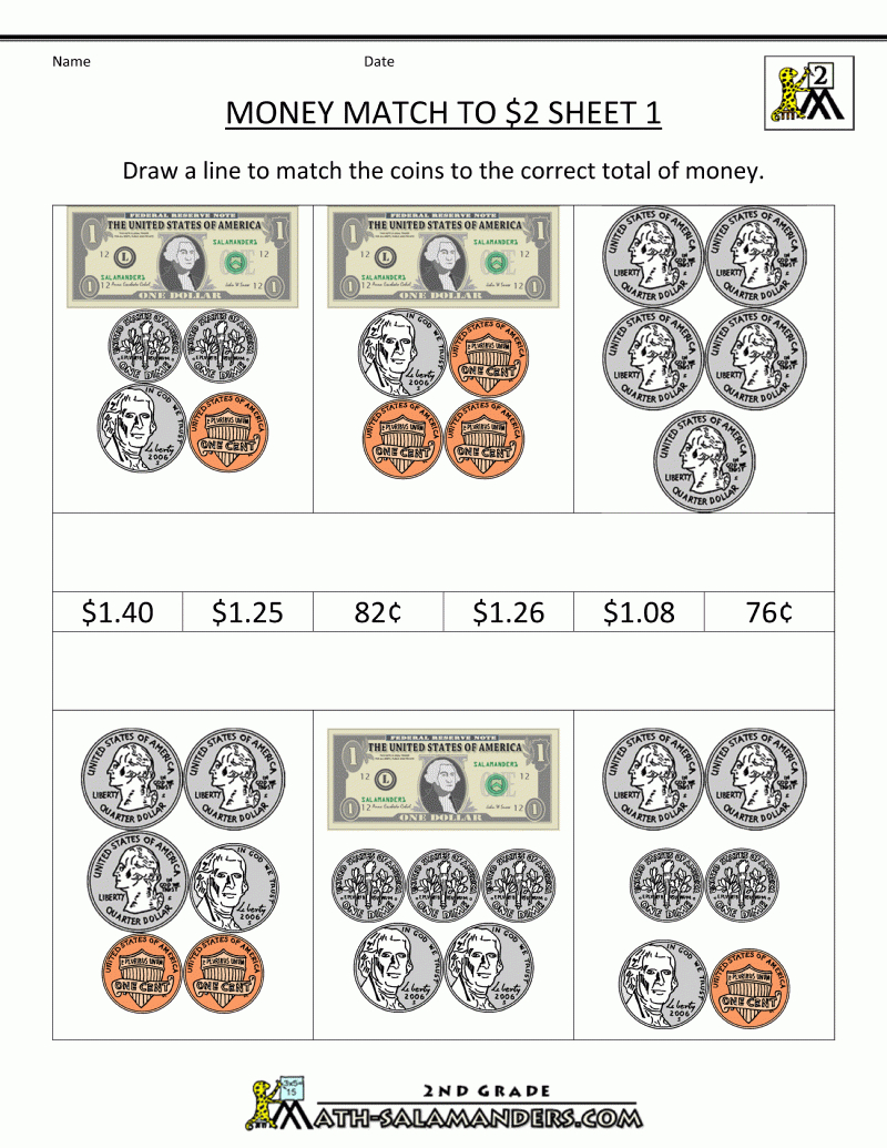 Money Worksheets For 2Nd Grade Free Printable - Free Printable Money