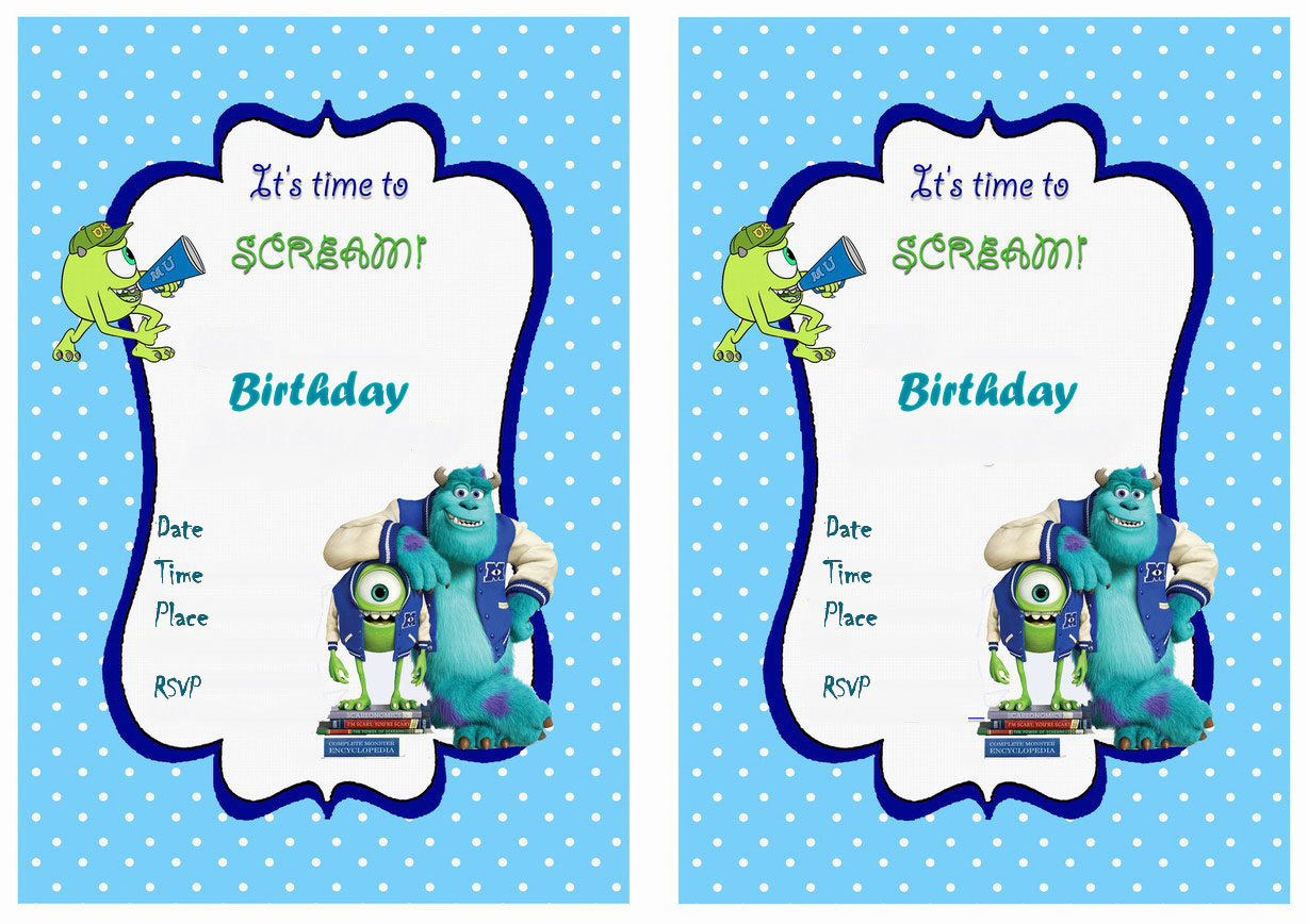 Monsters University Birthday Invitations | Birthday Printable - Free Printable Monsters Inc Birthday Invitations