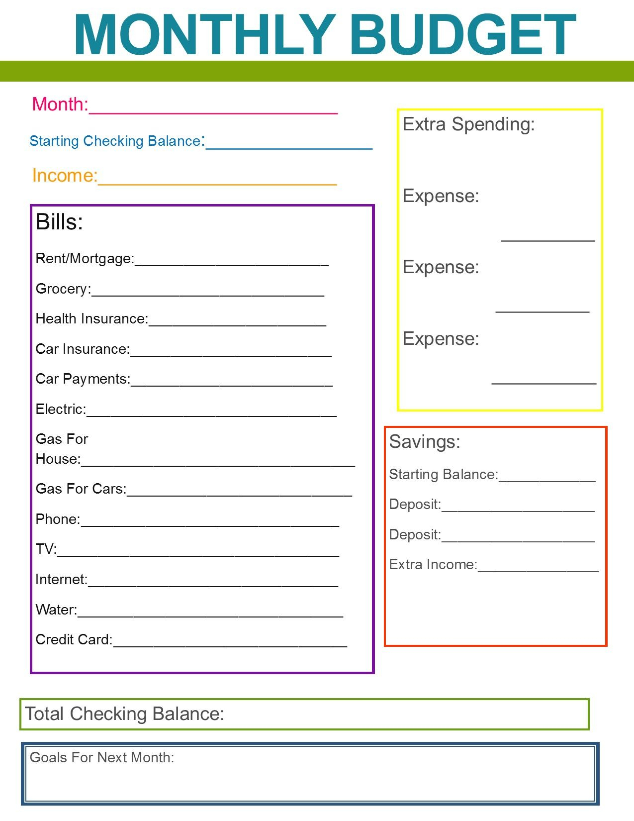 Monthly Family Budget | If Only I Was This Organized - Free Printable Monthly Household Budget Sheet