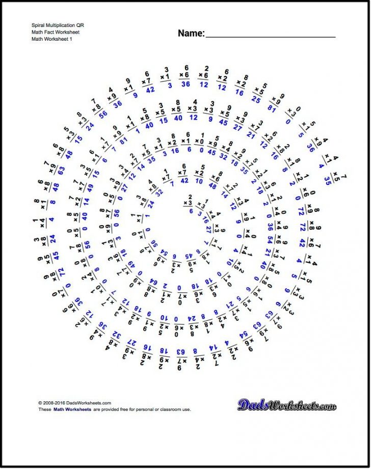 Multiplication worksheet spiral qr math fact worksheet free printable