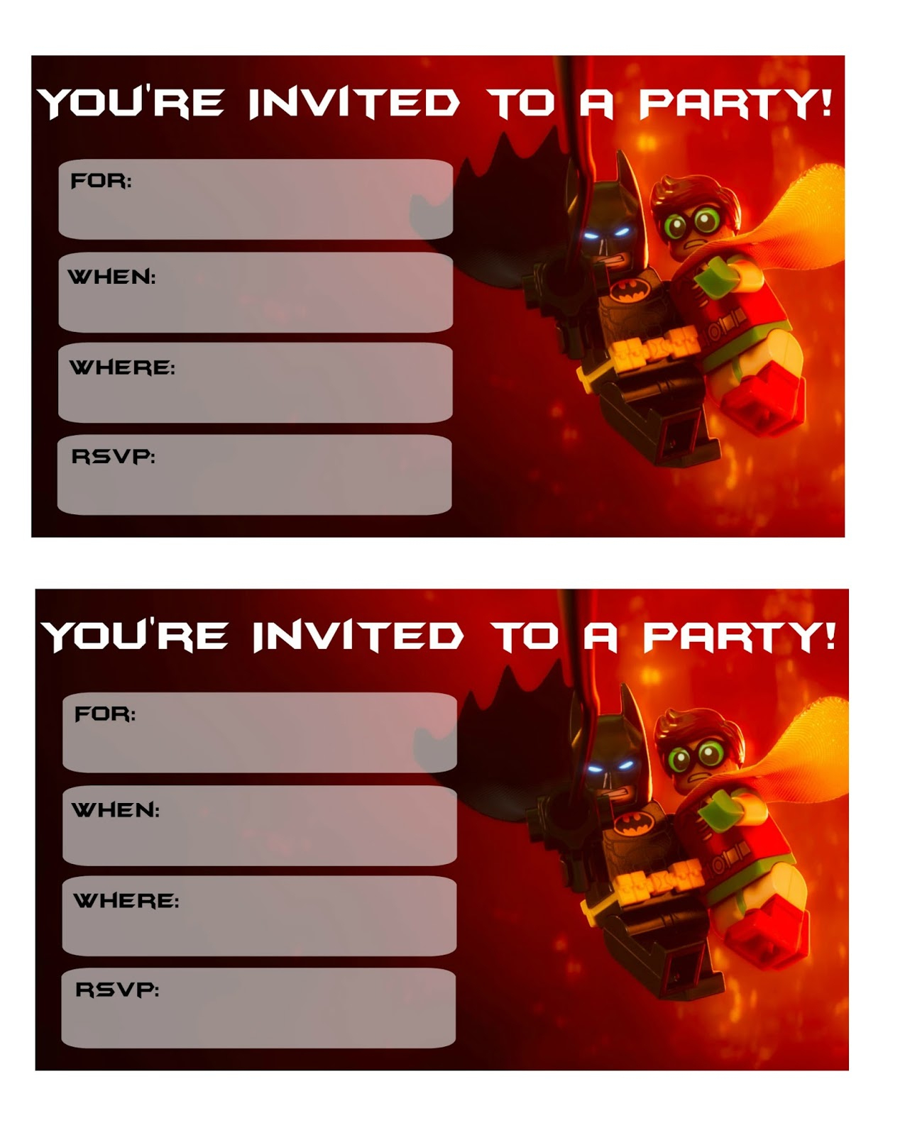 Musings Of An Average Mom: Lego Batman Movie Party Invitations - Lego Batman Invitations Free Printable