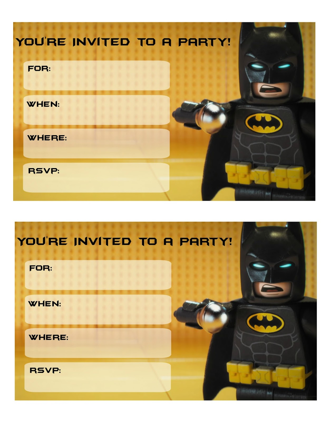 Musings Of An Average Mom: Lego Batman Movie Party Invitations - Lego Batman Party Invitations Free Printable