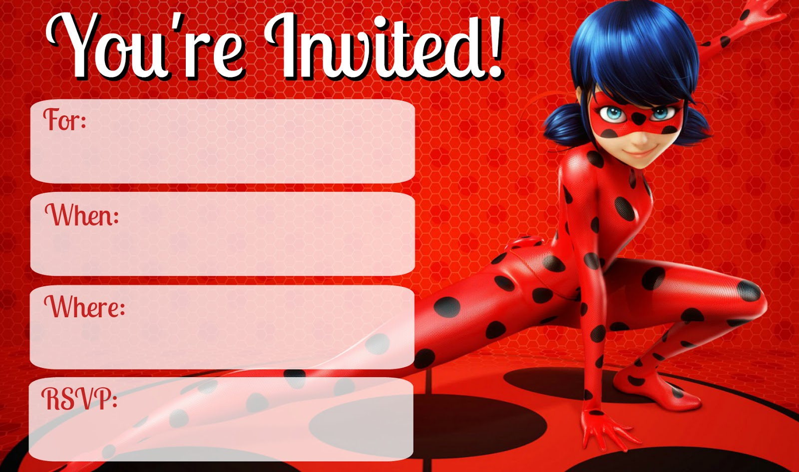 Musings Of An Average Mom: Miraculous Party Invitations - Free Printable Ladybug Invitations