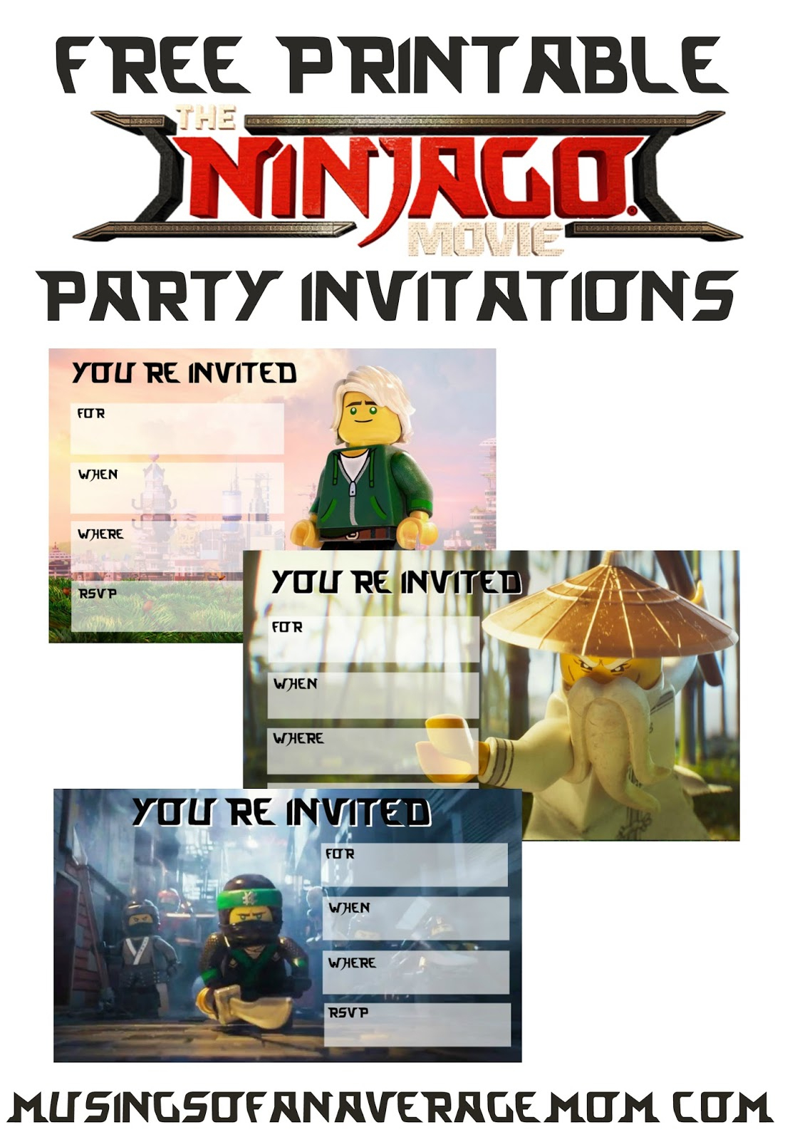 Musings Of An Average Mom: Ninjago Movie 2017 Invitations - Lego Ninjago Party Invitations Printable Free