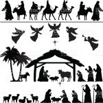 Nativity Silhouette Set. Eps 8. | All I Want For Christmas   Free Printable Nativity Silhouette