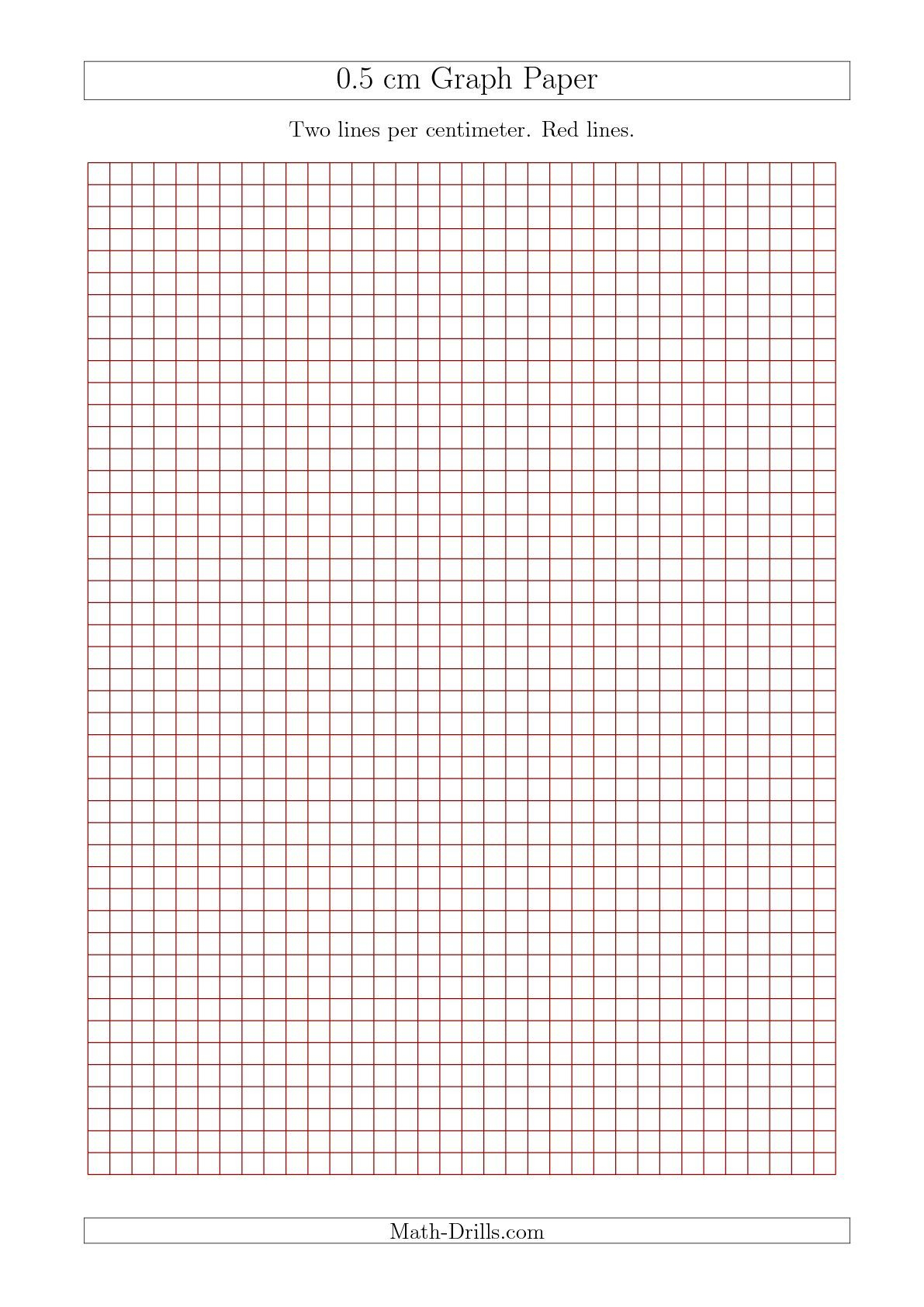 New 2015-09-17! 0.5 Cm Graph Paper With Red Lines (A4 Size) Math - Cm Graph Paper Free Printable