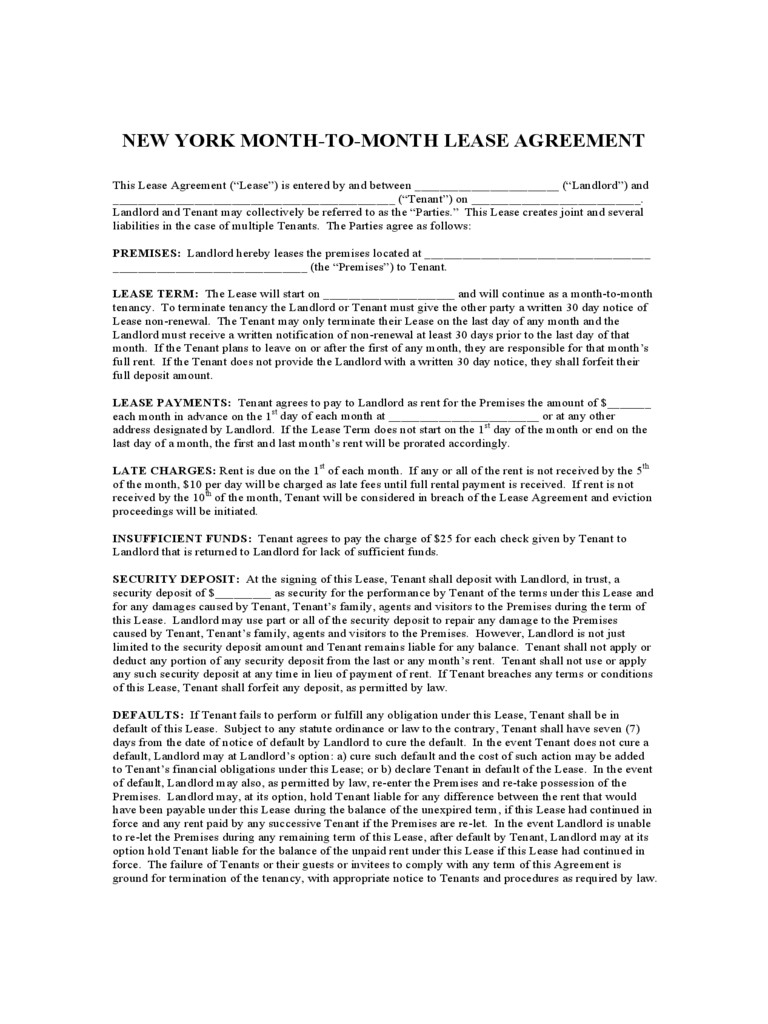 New York Rent And Lease Template Free Templates In Pdf Word Excel To - Free Printable Lease Agreement Ny