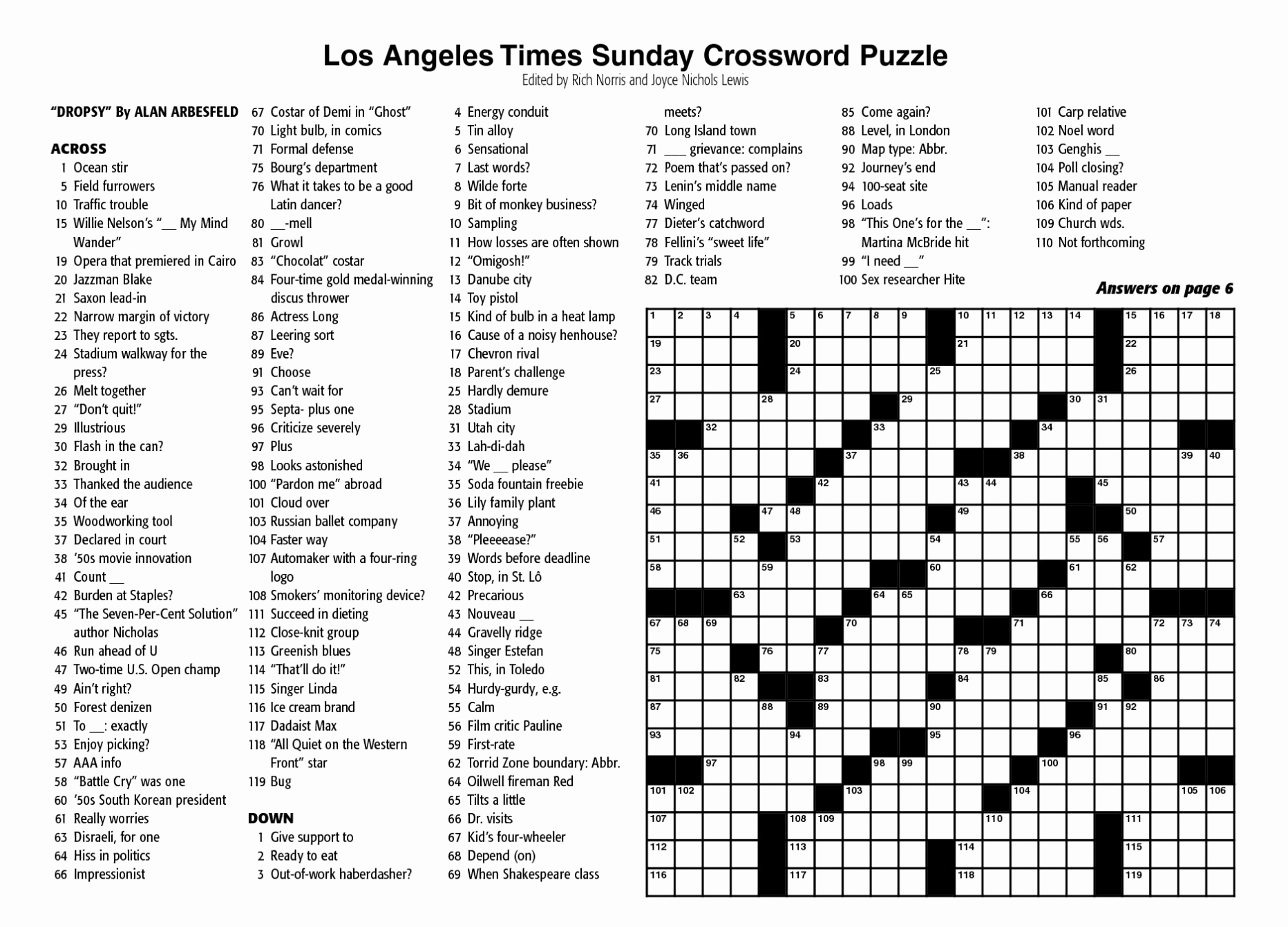 New York Times Sunday Crossword Printable – Rtrs.online - Free La Times Crossword Printable