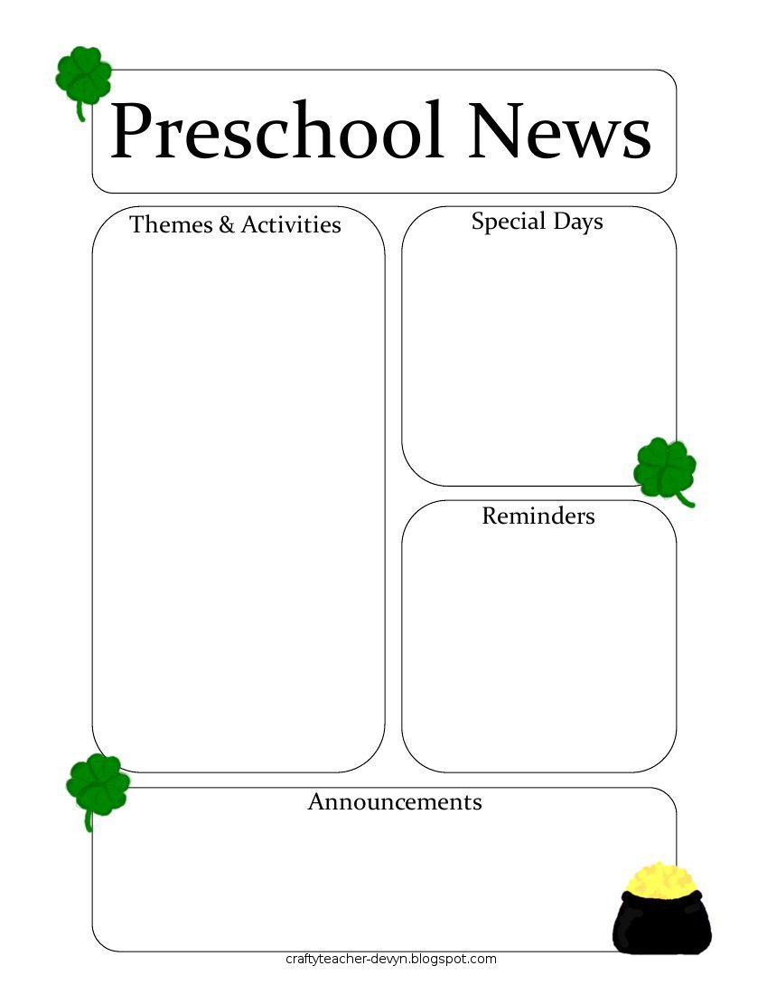 Newsletter Templates - Free Printable Preschool Newsletter Templates