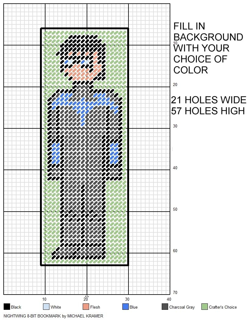 Nightwing 8-Bit Bookmark Plastic Canvas Patternmichael Kramer - Free Printable Plastic Canvas Patterns Bookmarks