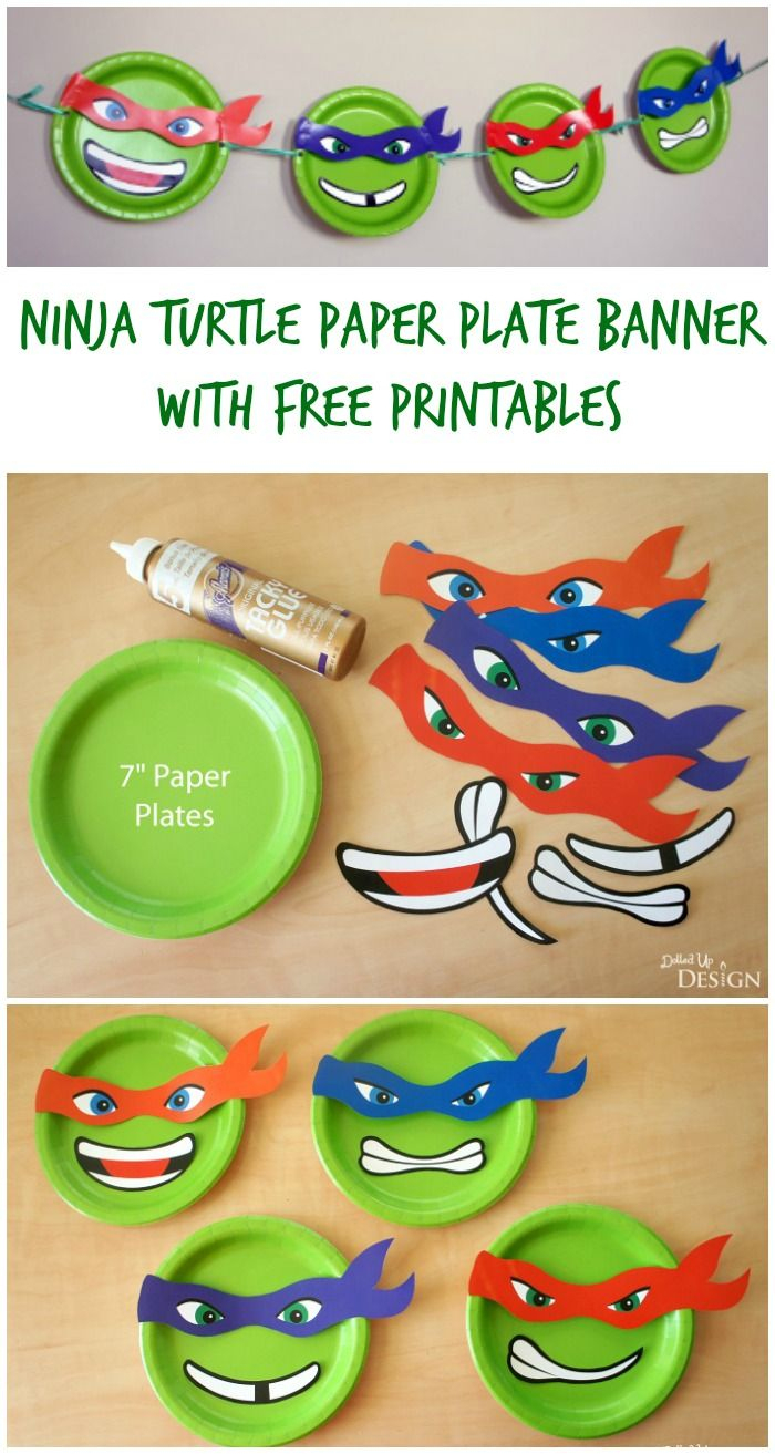 Ninja Turtle Paper Plate Banner With Free Printables | Moms - Teenage Mutant Ninja Turtles Free Printable Mask