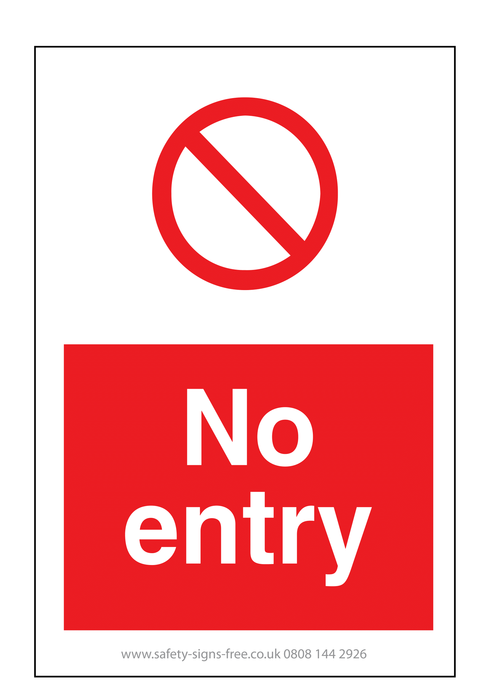 No Entry Signs | Poster Template - Free Printable No Entry Sign