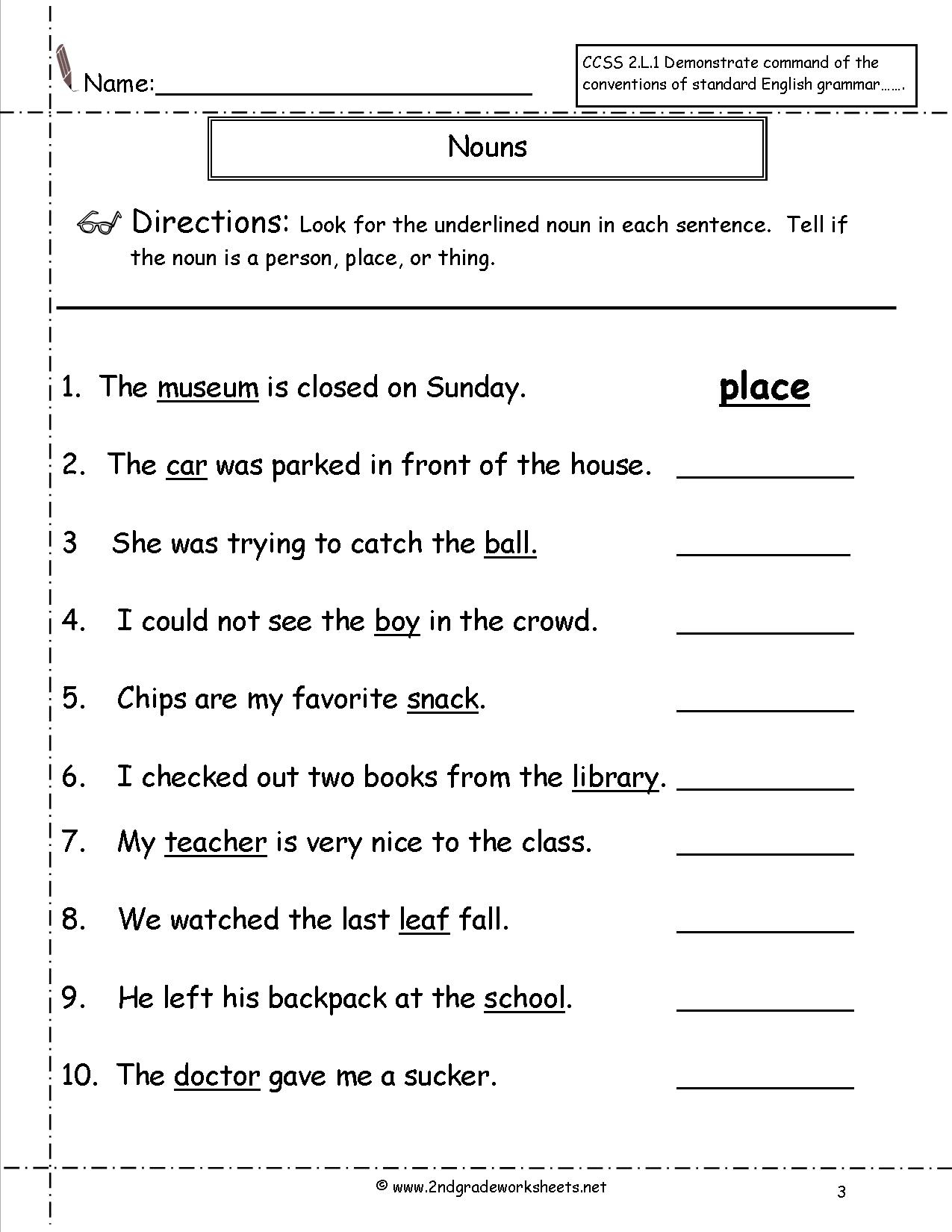 Nouns Worksheets And Printouts - Free Printable Verb Worksheets