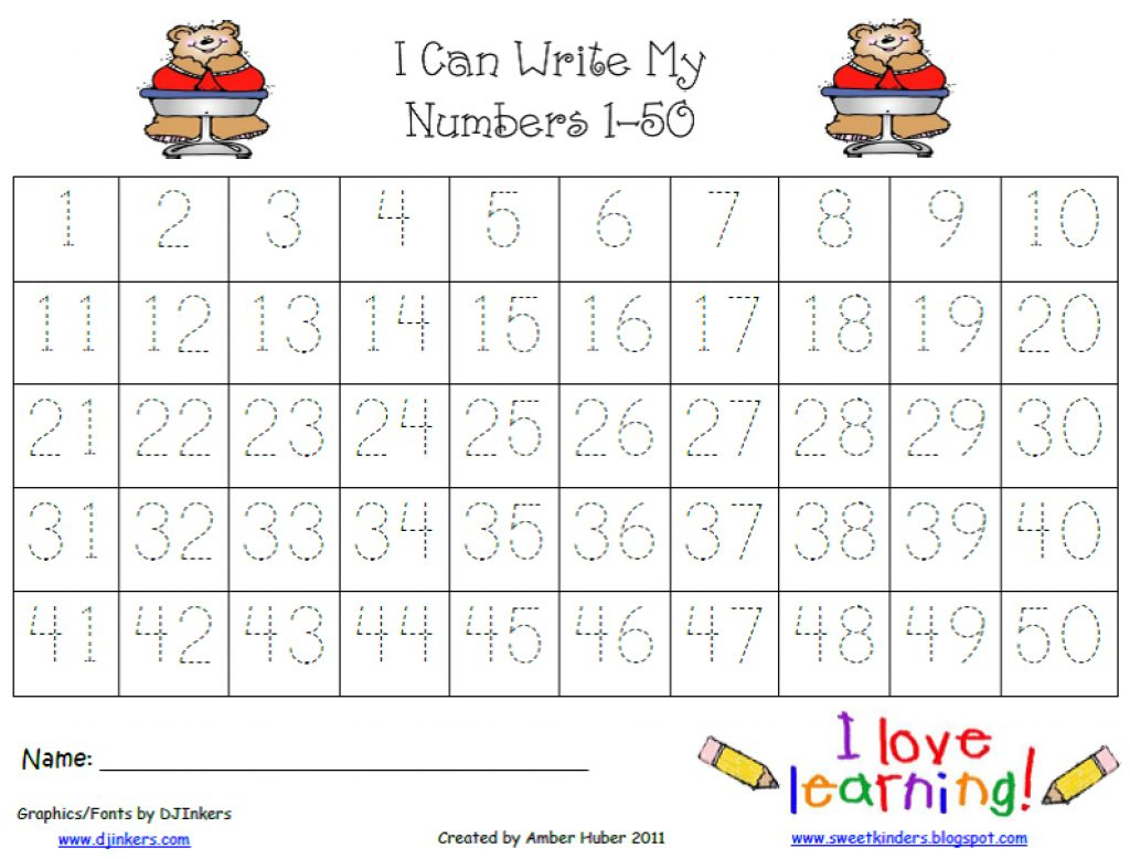 Numbers 1 50 Worksheets For Kindergarten | Download Them And Try To - Free Printable Tracing Numbers 1 50