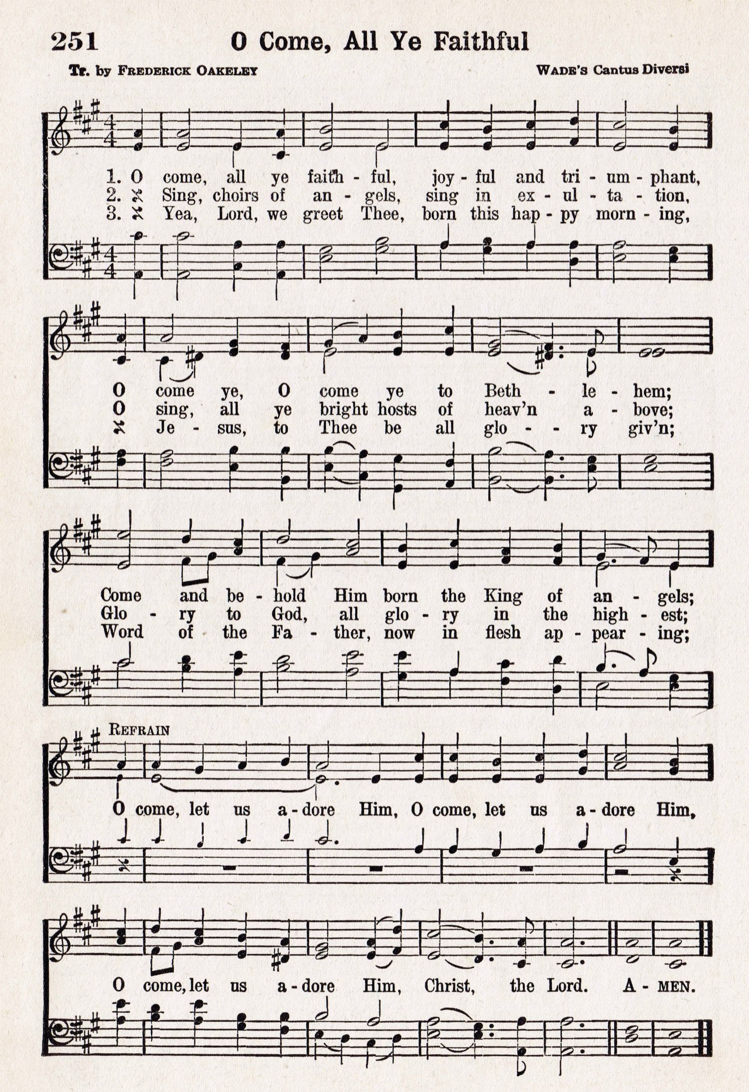 O Come, All Ye Faithful - Printable Antique Christmas Music Page - Christmas Carols Sheet Music Free Printable