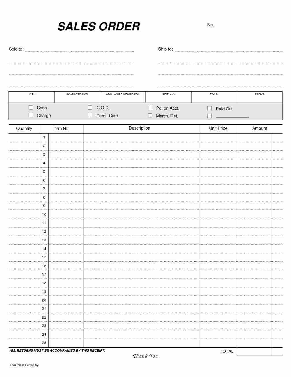 Order Templates For Order Forms Forms And Invoices Printable - Free Printable Business Forms