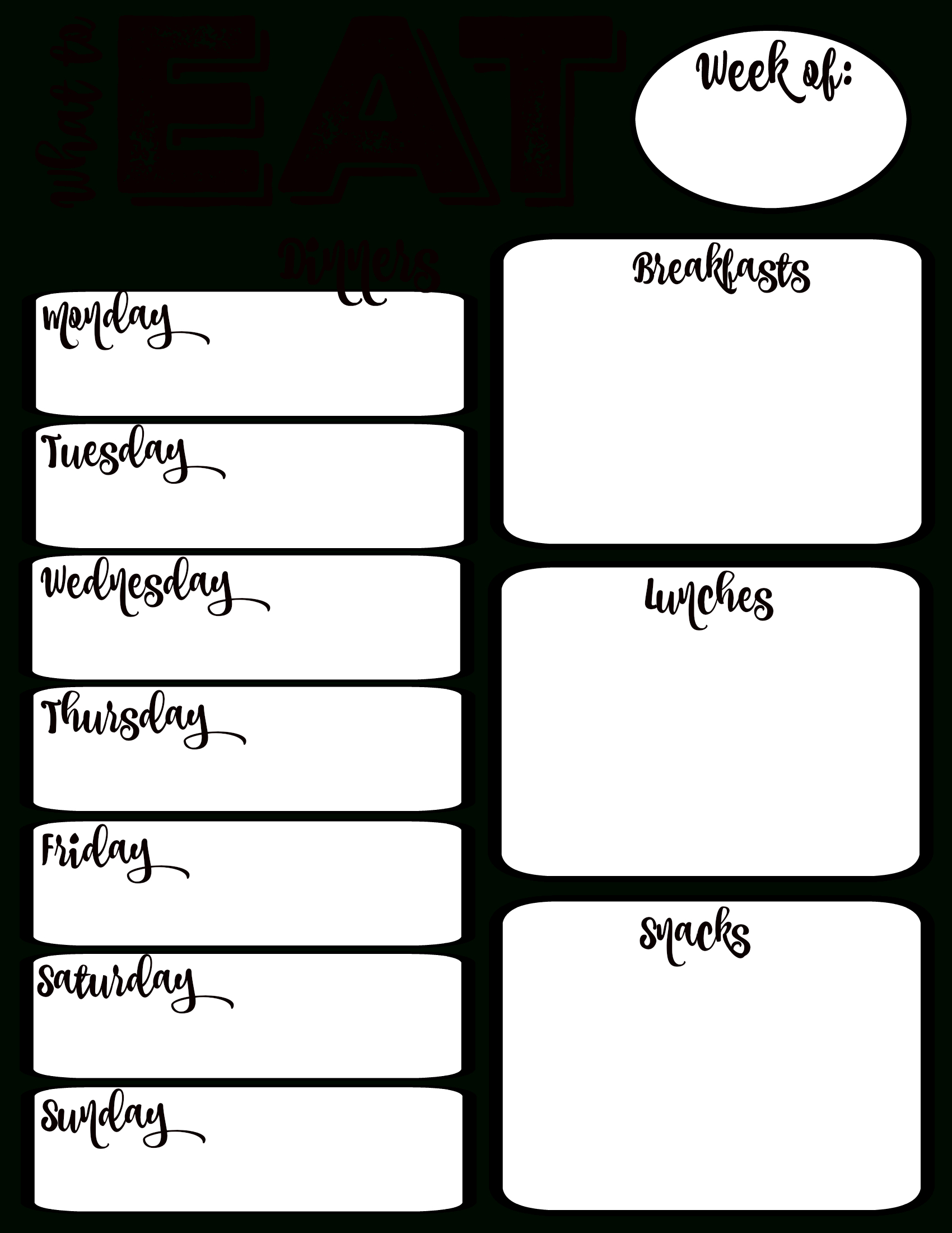 Pantry Makeover: Free Printable Weekly Meal Planner And Shopping - Weekly Menu Free Printable