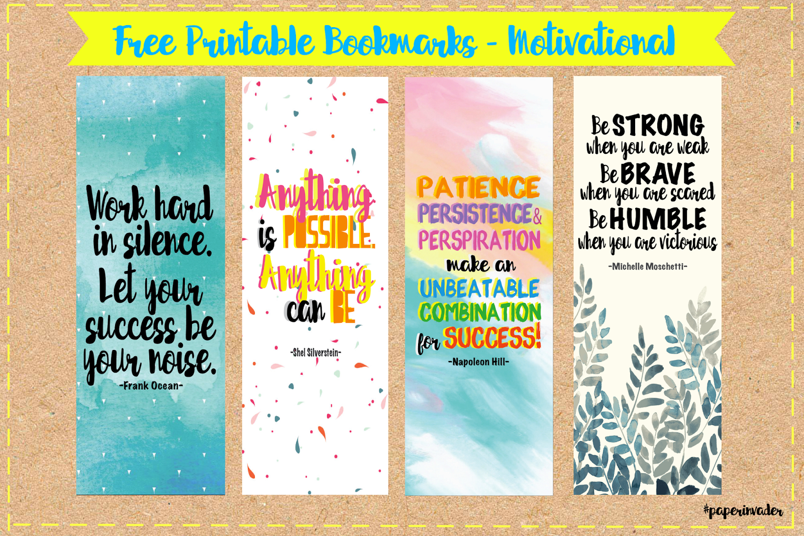 Paper Invader: Free Printable Bookmarks - Motivational - Free Printable Bookmarks