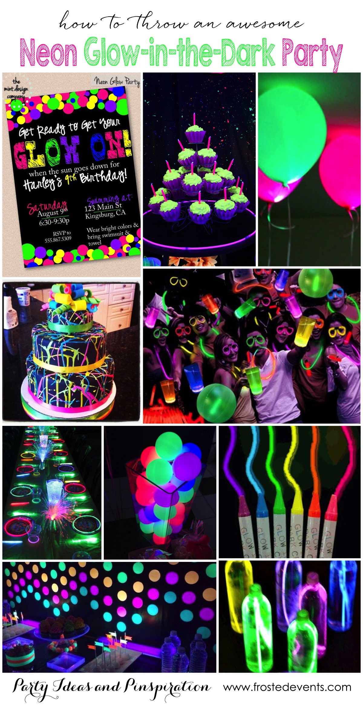 Party Themes- Neon Party- Glow In The Dark Party Ideas - Free Printable Glow In The Dark Birthday Party Invitations