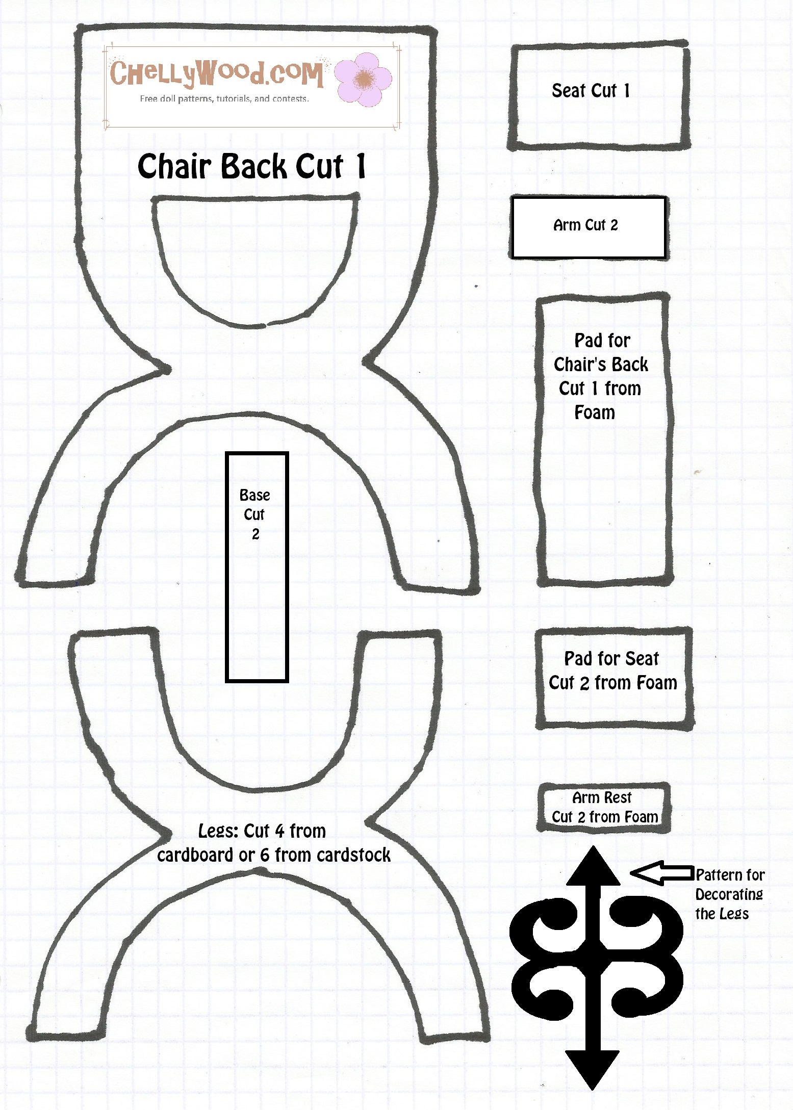 Pattern2 For Barbie Renaissance Chair – Chellywood - Free Printable Dollhouse Furniture Patterns