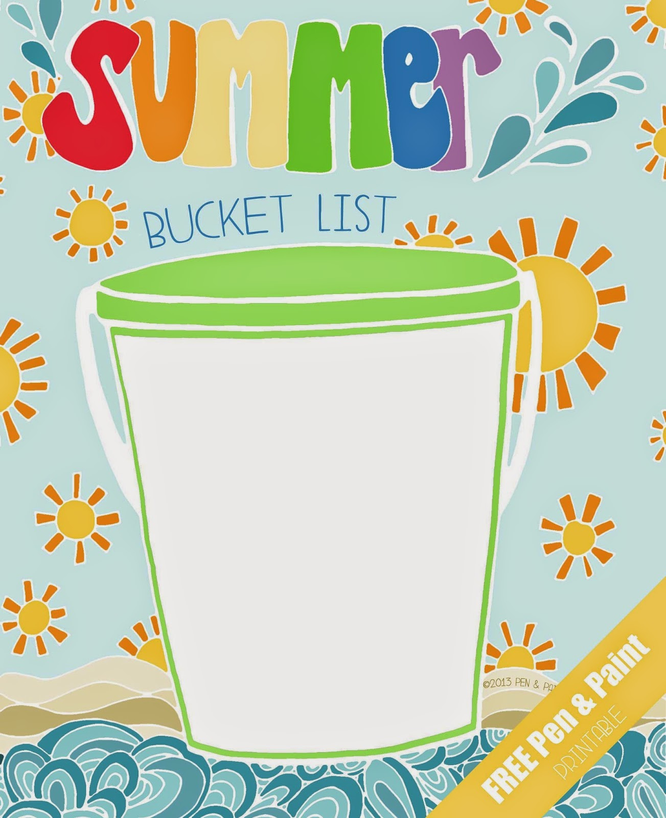Pen &amp;amp; Paint: Free Printable &amp;amp; Coloring Page - Summer Bucket List - Free Printable Summer Pictures