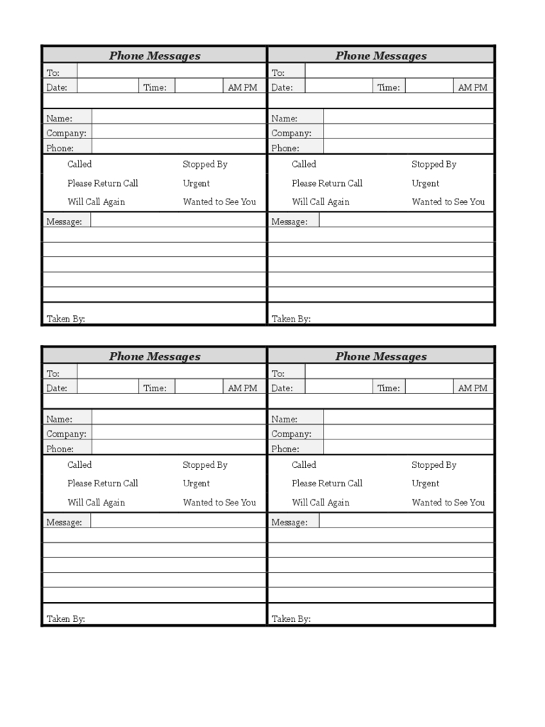Phone Message Template - 6 Free Templates In Pdf, Word, Excel Download - Free Printable Phone Message Template