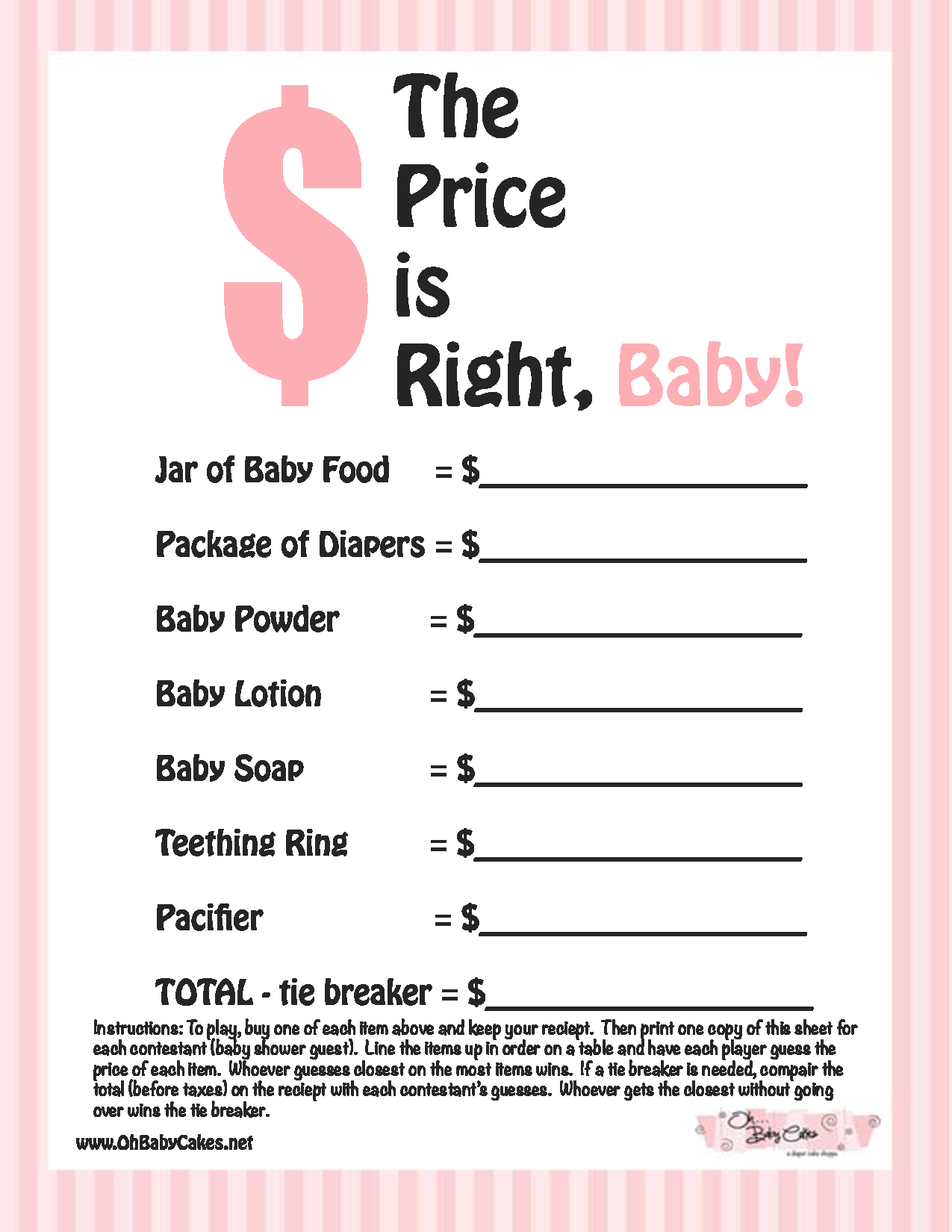 Photo : Free Printable Coed Baby Image - Free Printable Templates For Baby Shower Games