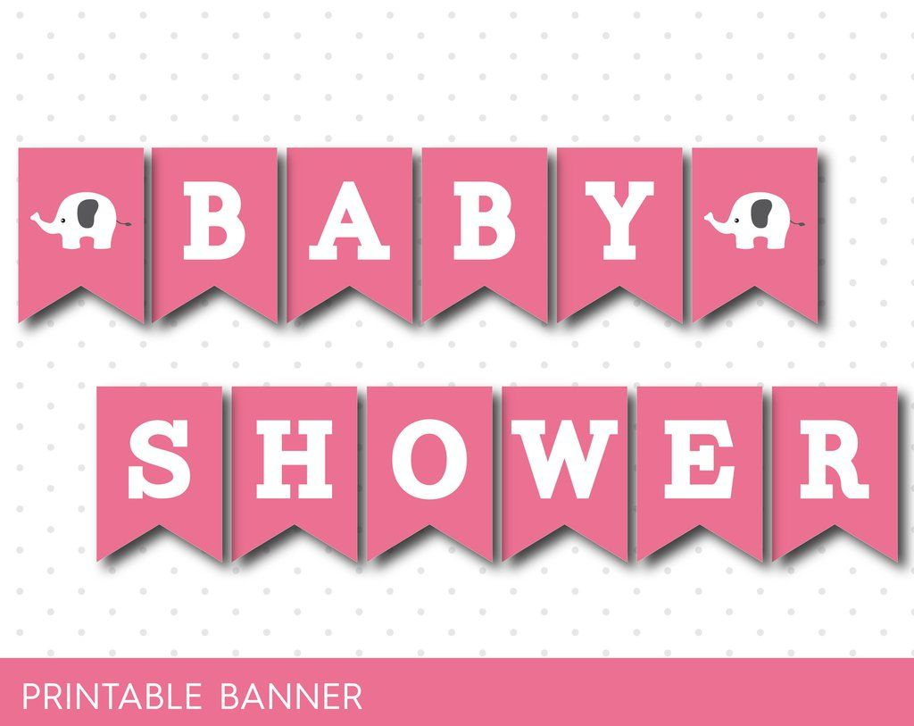 Pink Baby Shower Banner With Letters And Numbers, Elephant Printable - Free Printable Baby Shower Banner Letters