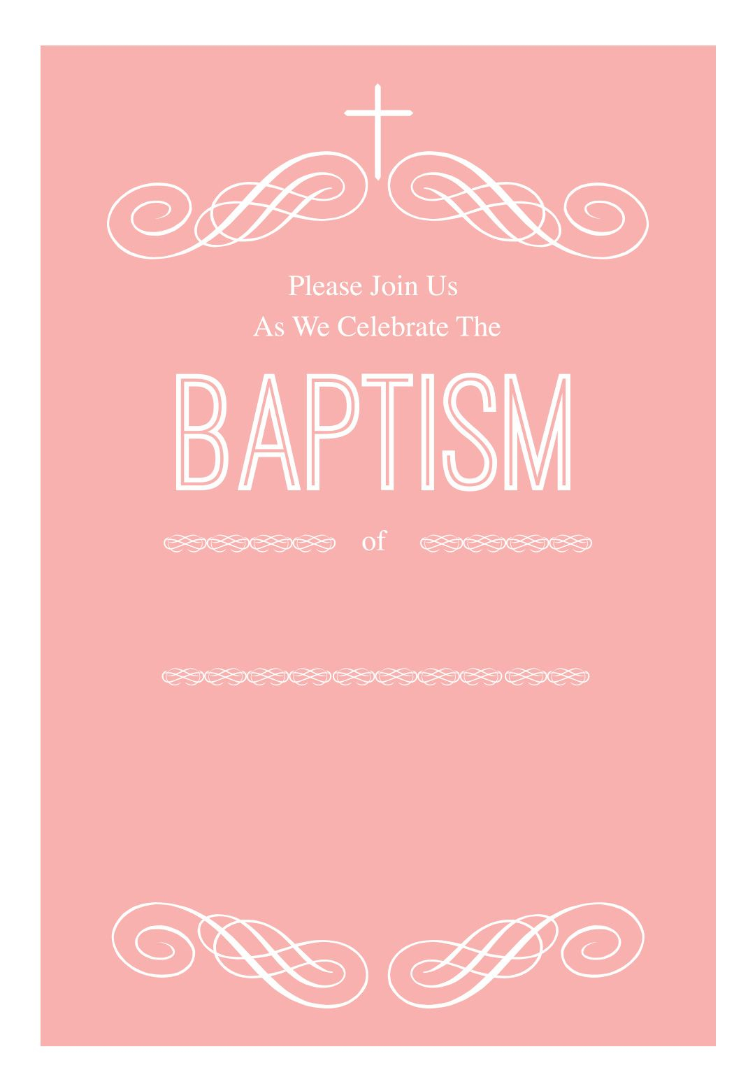 Pink Decorations - Free Printable Baptism &amp;amp; Christening Invitation - Free Printable Personalized Baptism Invitations