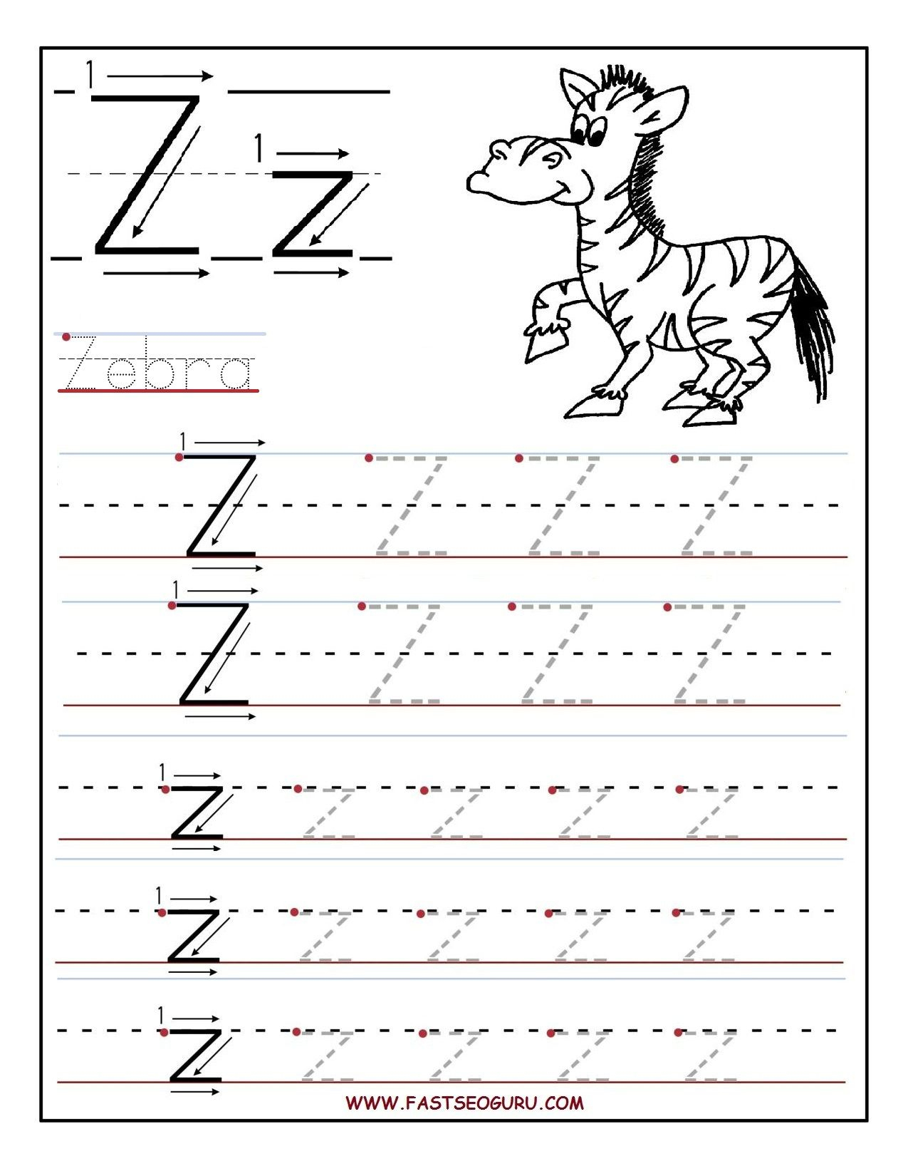 Pinvilfran Gason On Decor | Letter Tracing Worksheets, Alphabet - Letter Z Worksheets Free Printable