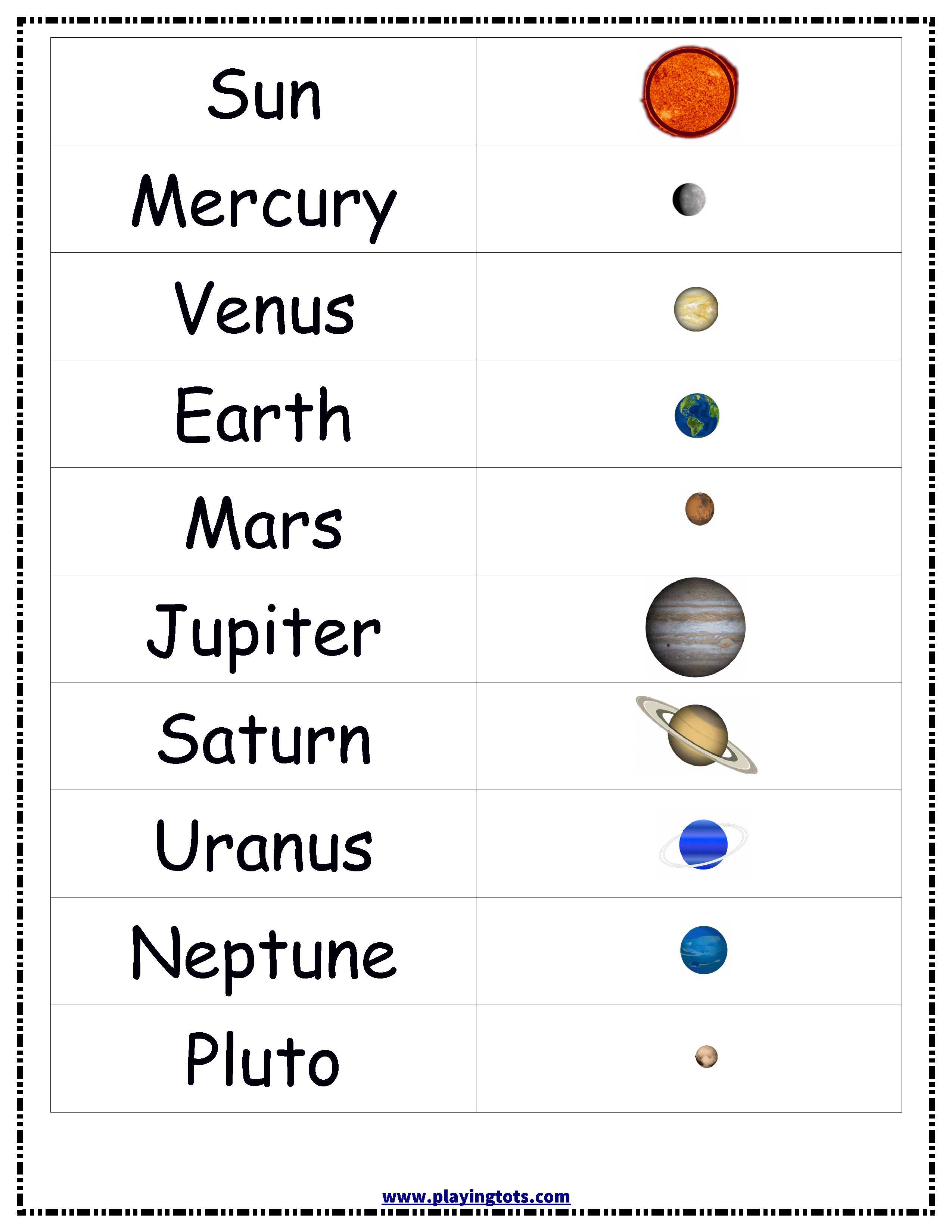 Planets,solar,system,sun,earth,chart,free,printable,toddler - Solar System Charts Free Printable