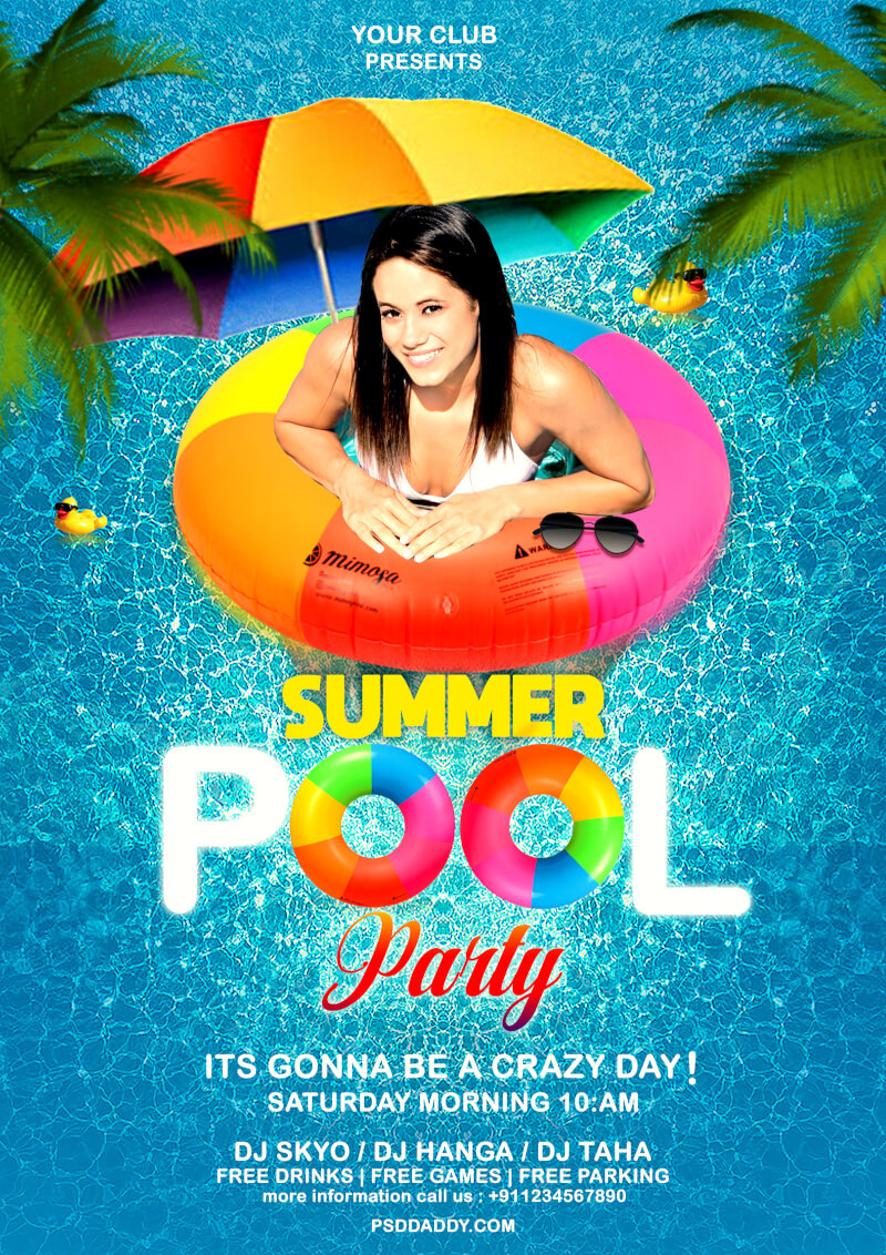 Pool Party Flyer Psd Template | Psddaddy - Pool Party Flyers Free Printable