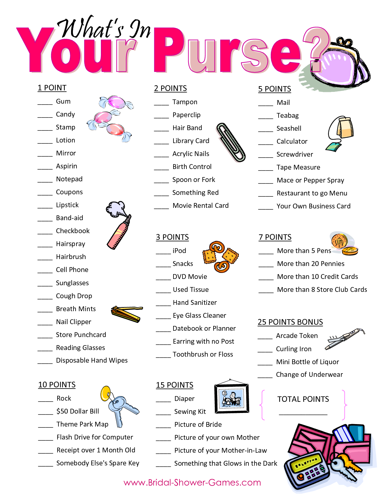 Popular Wedding Shower Games For Free | Business Ideas | Pinterest - Free Printable Baby Shower Games What&amp;#039;s In Your Purse