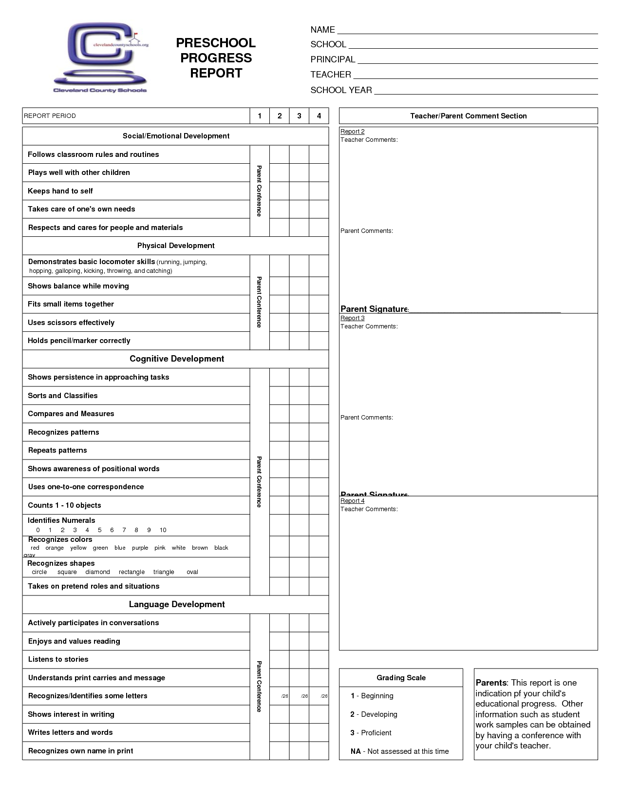 Preschool Progress Report Cards | Childcare | Pinterest - Free Printable Kindergarten Report Cards