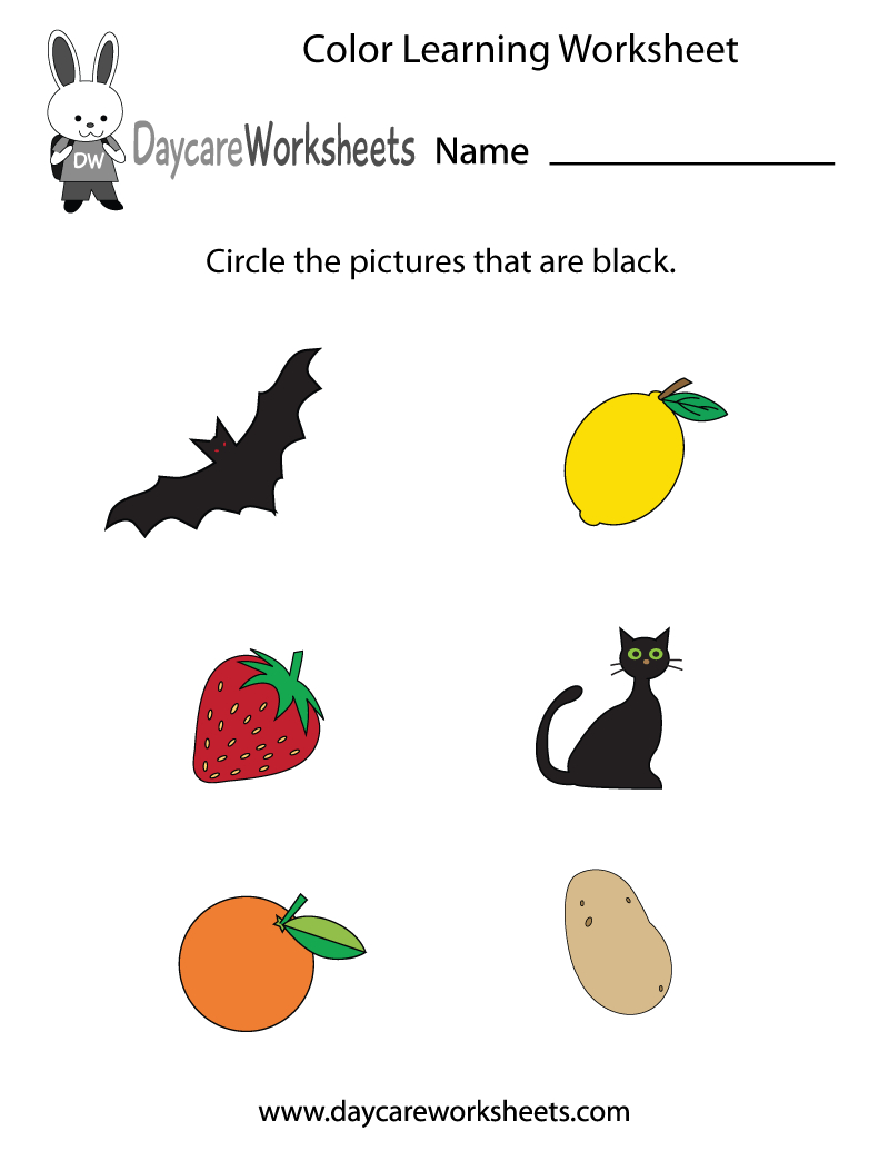 Preschoolers Have To Circle The Pictures That Are The Color Black In - Color Recognition Worksheets Free Printable